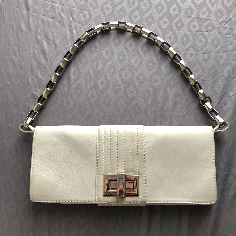 White leather Kooba clutch and shoulder bag